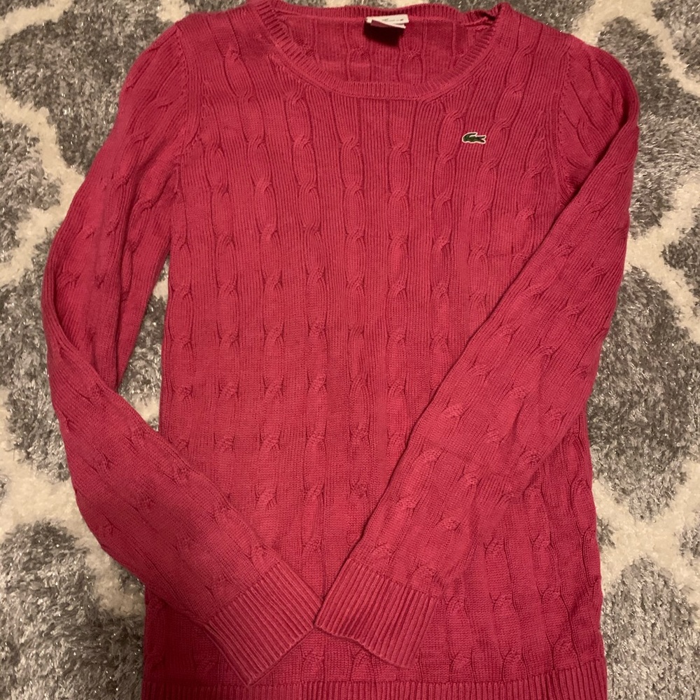 Lacoste Cable Knit Sweater- Pink